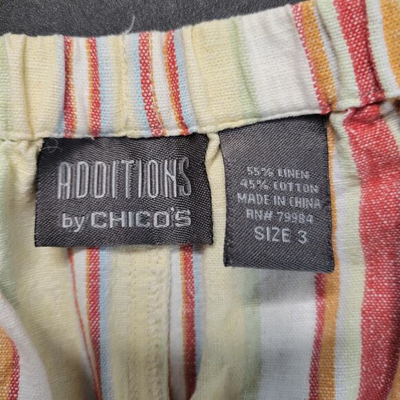 Additions by Chico's size 3 white/red/yellow striped capris elastic waist - Picture 5 of 5